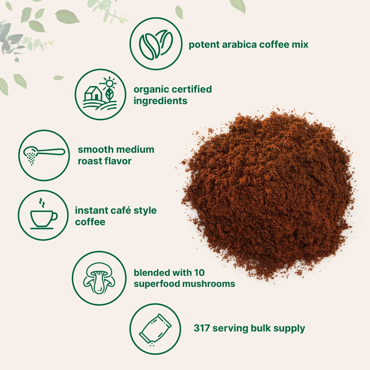 Organic Instant Coffee Mushroom Powder